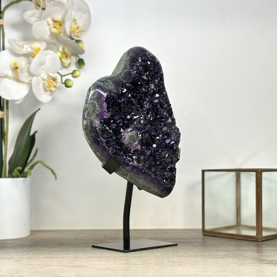 Top Grade Amethyst Crystal Cluster with Green Jaspe Shell - MWS2471