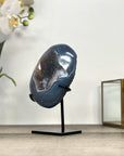 Agate Geode with Druzy Crystals on Stand – Natural Stone Display Piece - MWS2862