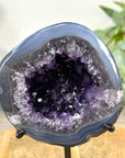 Uruguayan Amethyst Geode with Blue Banded Shell - Stand Included - MWS3260