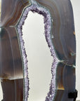 Agate Slice with Amethyst Crystals on Stand for Home Decor Display - MWS2674