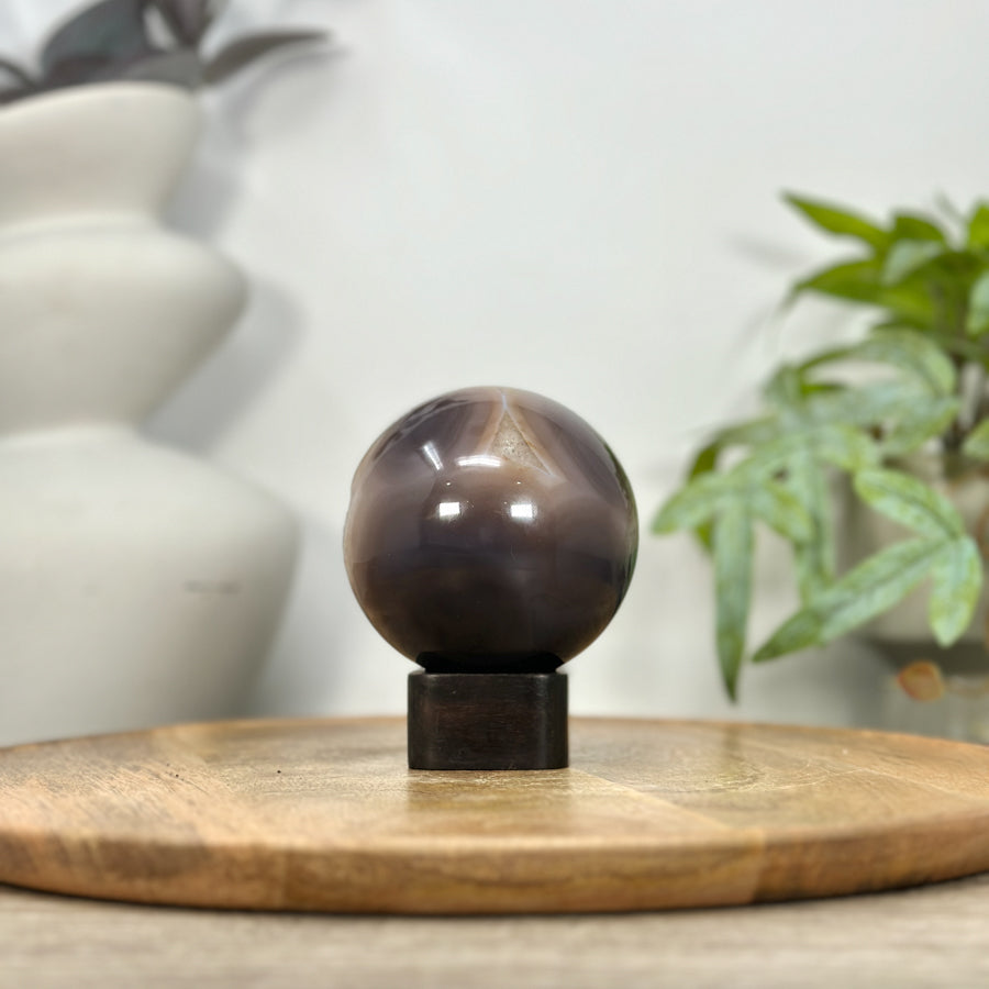 Banded Agate &amp; Quartz Druzy Sphere Geode - SPH0203