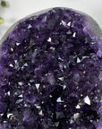 Large Deep Purple Amethyst Geode with Agate Shell and Metal Stand – Ideal Crystal Display - MWS2714