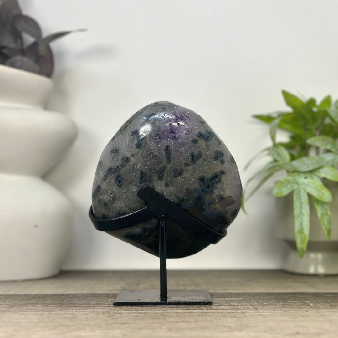 Natural Uruguayan Amethyst Geode on Metal Stand - MWS3331