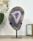 Agate & Amethyst SLice with Metallic Stand - MWS2915
