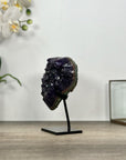 Dark Purple Amethyst Stone Heart with Metallic Stand - HST0328