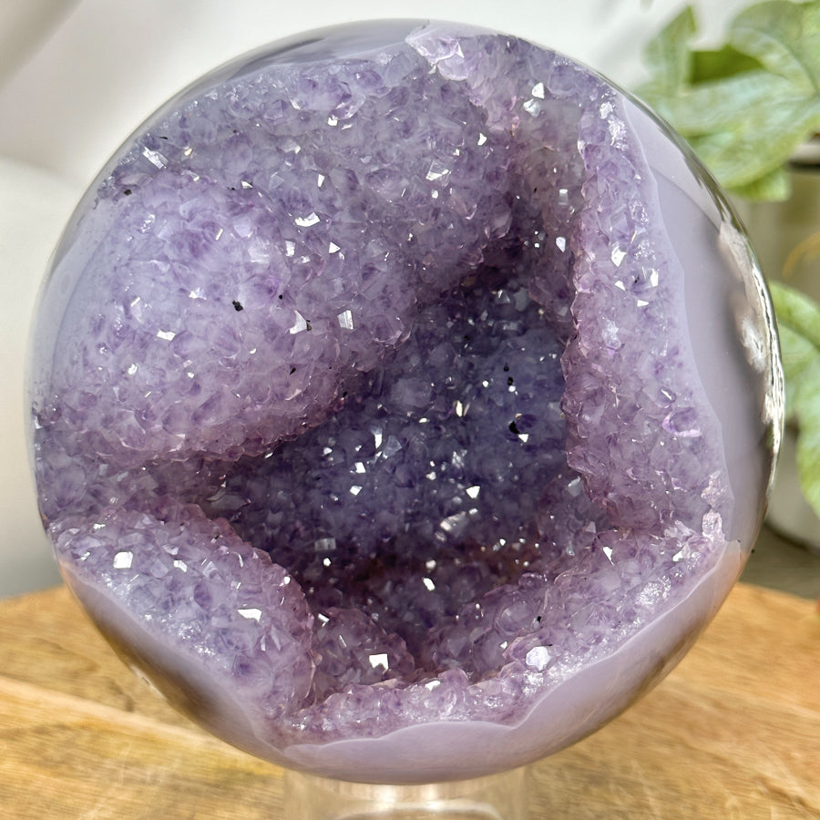 Natural Amethyst Druzy &amp; Agate Sphere Geode - SPH0162
