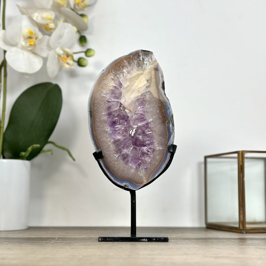 Amethyst Geode Slice with Deep Purple Crystals - MWS2914