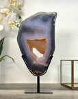Agate Slice with Druzy Center - Blue Banding for Home Decor Display - MWS2655