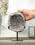 Quartz Geode on Metal Stand – Stunning Natural Crystal Specimen - MWS2730