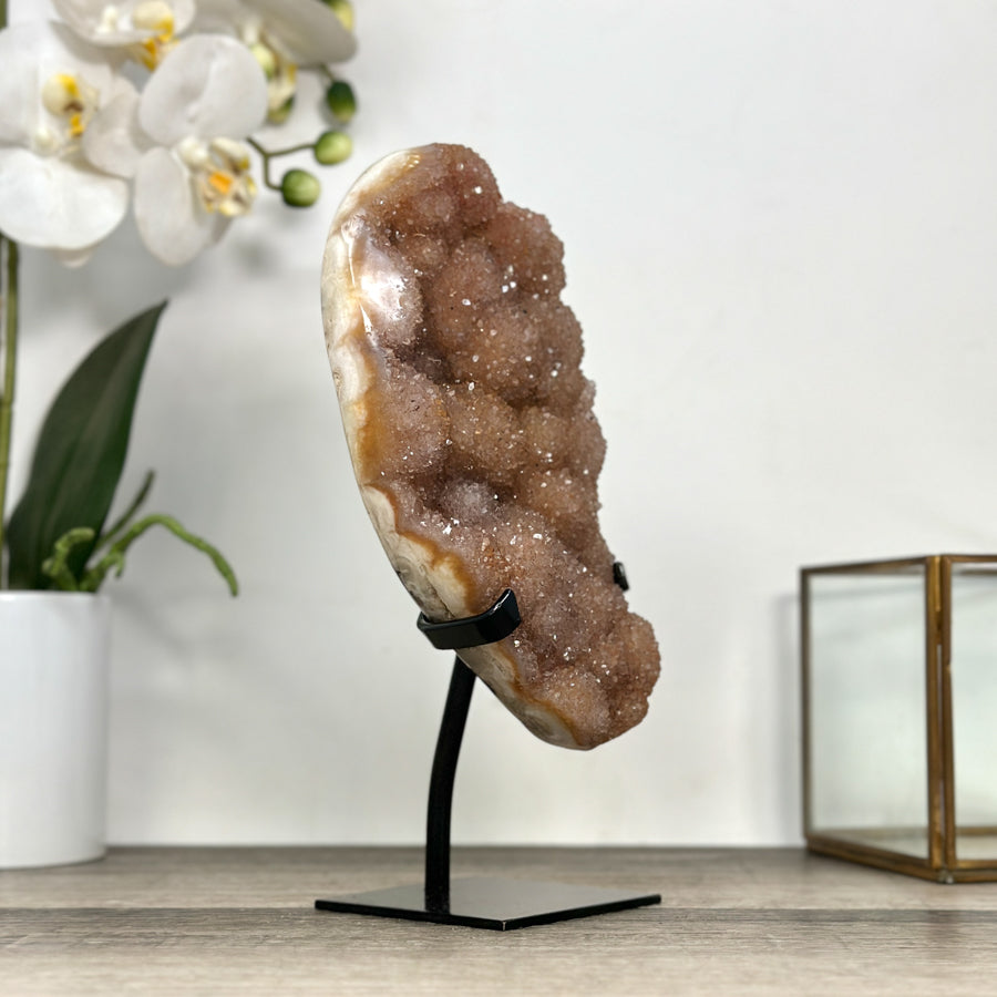 Natural Peach Tone Quartz Druzy Crystal Specimen for Home Decor - MWS2870