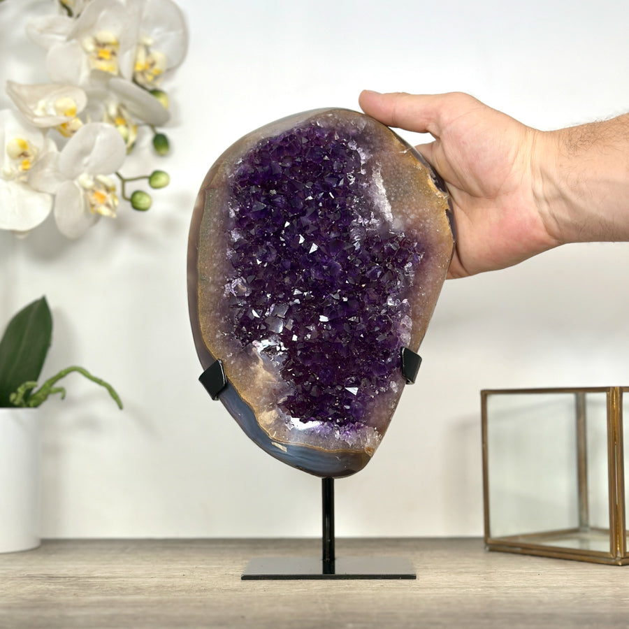 Natural Amethyst &amp; Agate Stone on Stand - MWS3024