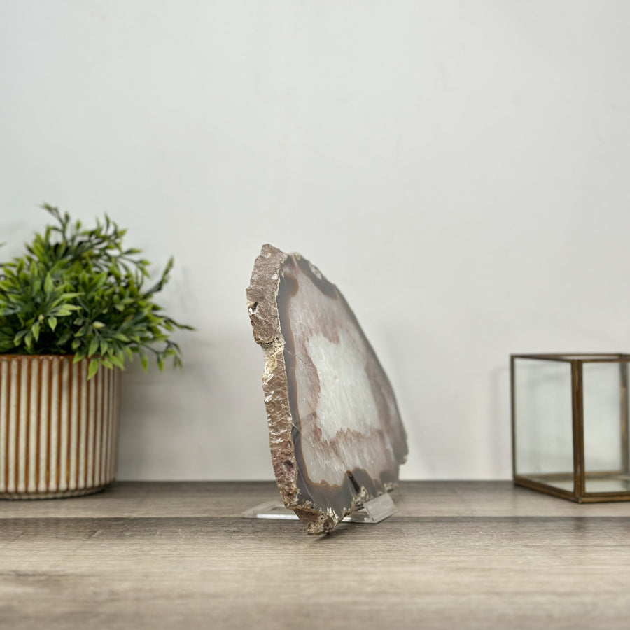 Natural Agate &amp; Quartz Stone Slice for Home Decor - SLC0012