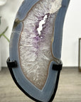 Blue Banded Agate Stone Slice on Metal Stand - MWS3002