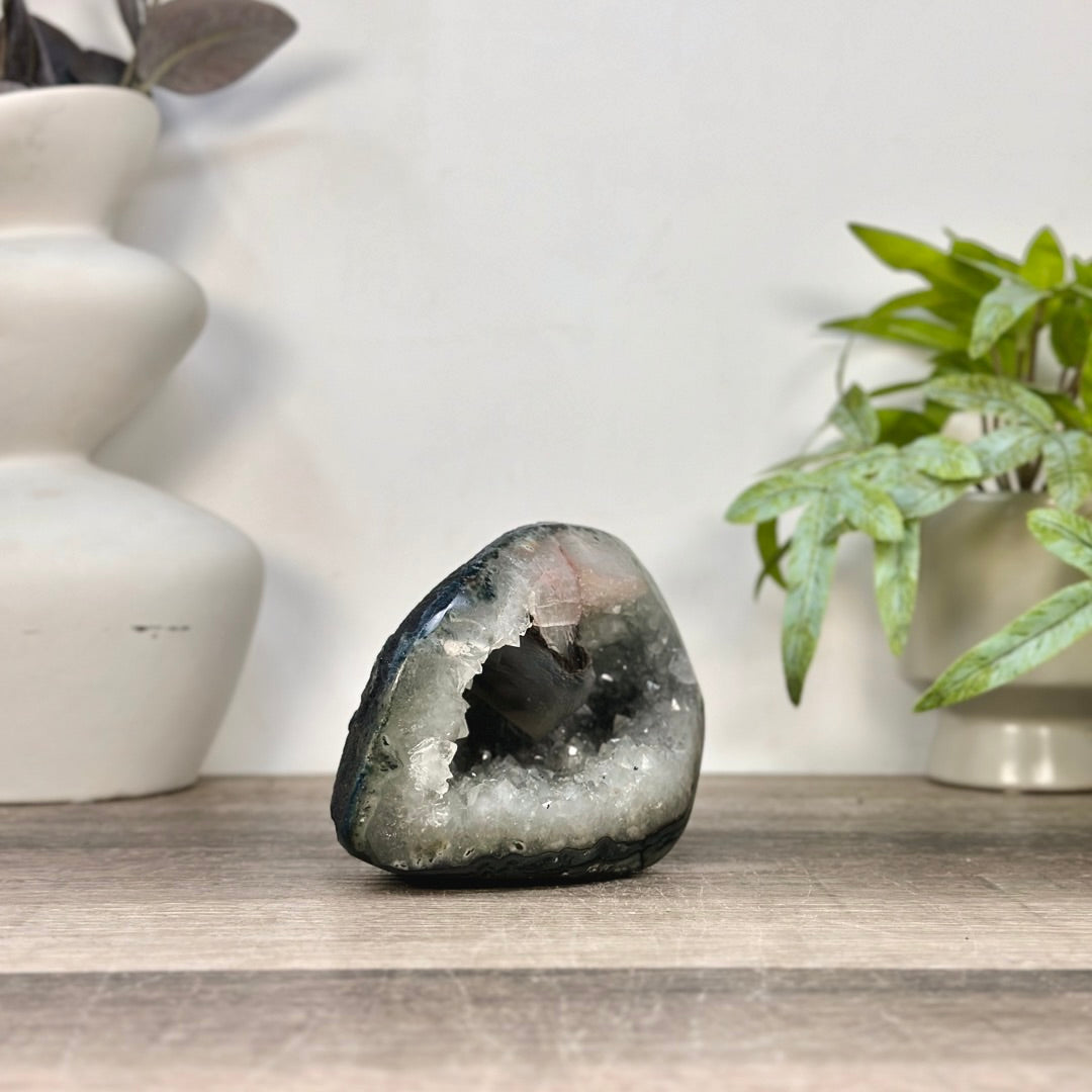 Natural Quartz Geode with Calcite Inclusion - STGE0116
