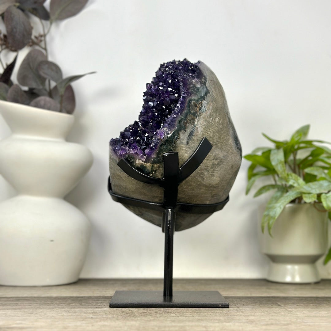 A Grade Natural Amethyst Crystal Specimen on Metal Stand - MWS3390
