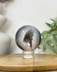 Agate & Quartz Druzy Sphere Geode with Crystal Cavity - SPH0235