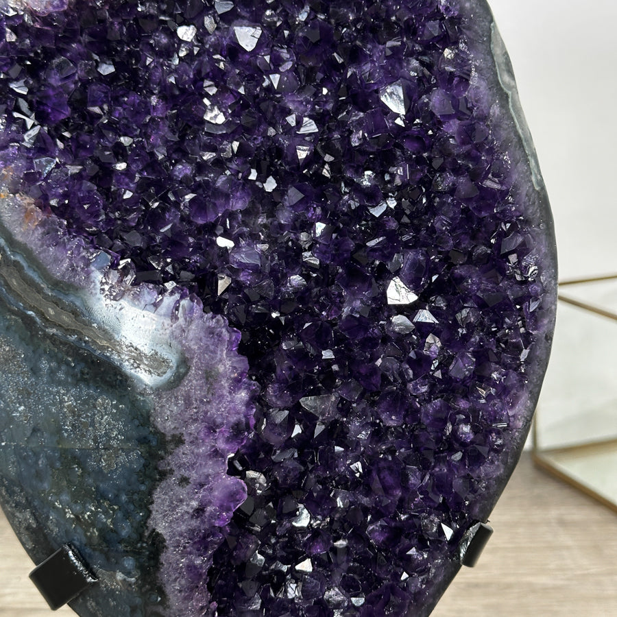 Deep Purple Amethyst Stone Geode Statement Piece on Stand - MWS3032