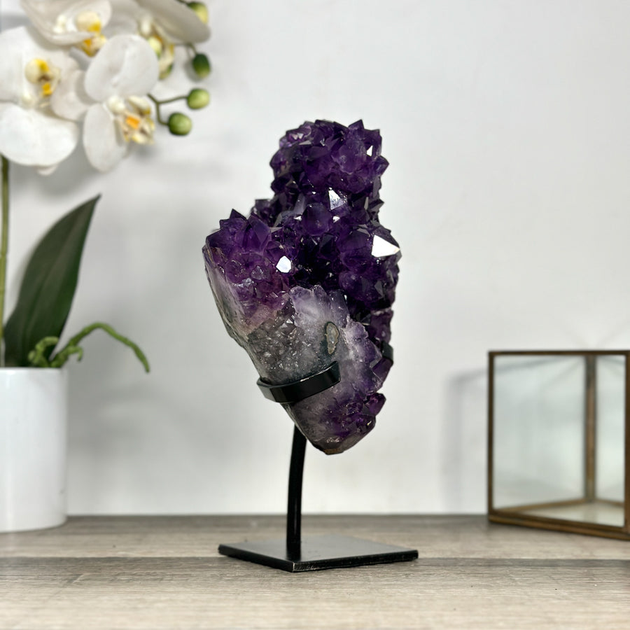 Deep Purple Amethyst Cluster on Metal Stand - MWS2772
