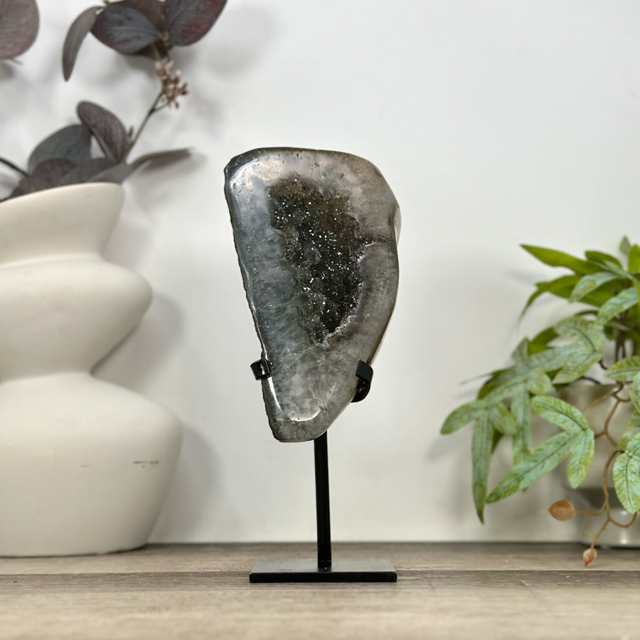 Natural Green Quartz Geode on Metal Stand - MWS3183