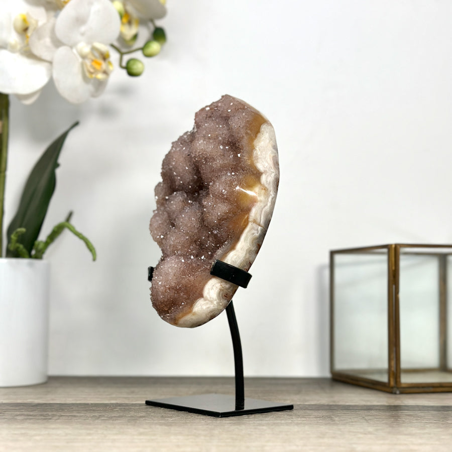 Natural Rainbow Quartz Cluster on Metal Stand - MWS2852