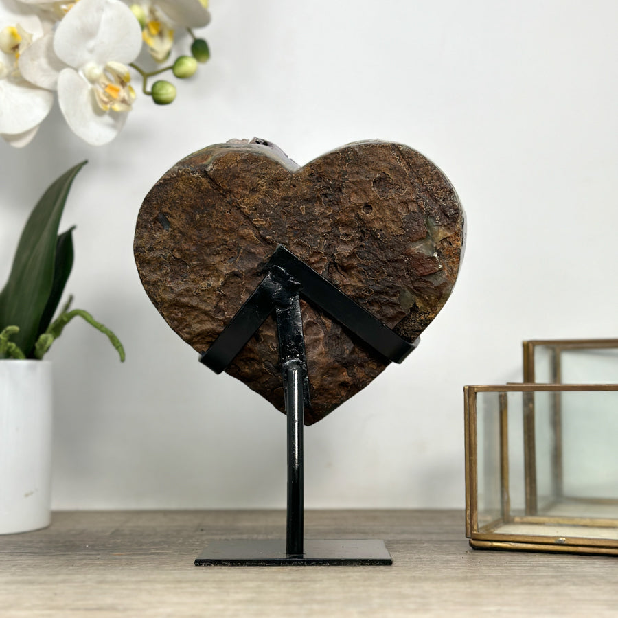 Large Natural Amethyst Stone Heart Carving - HST0294