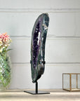Deep Purple Amethyst Geode Slice on Metal Stand - MWS2758