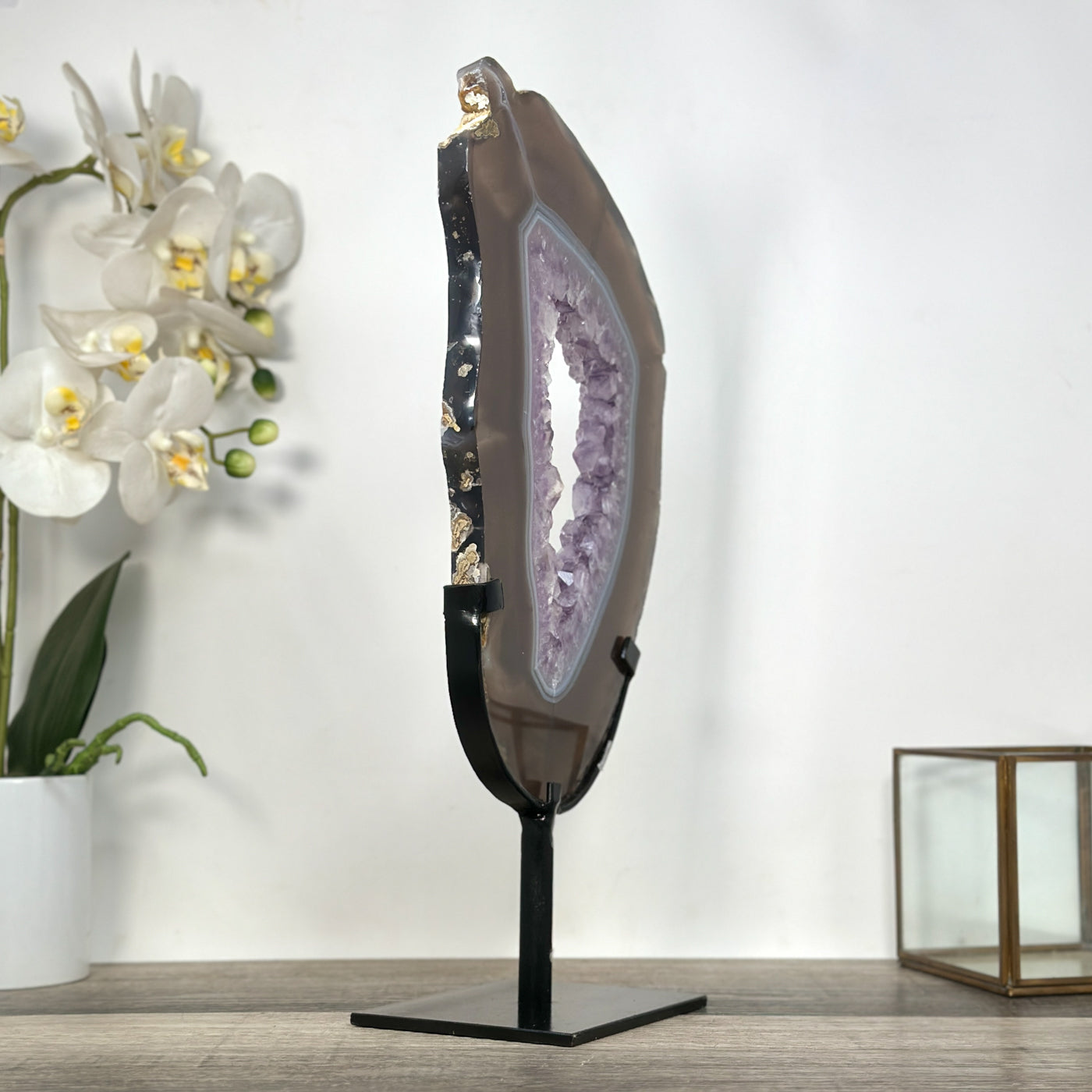 Natural Amethyst Geode Slice with Amethyst Crystal Center for Home Decor - MWS2671