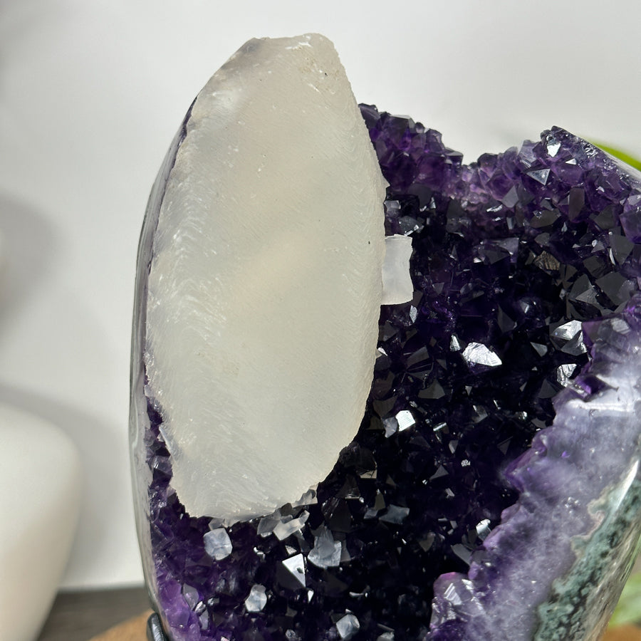 Natural Amethyst Cluster with Large Calcite Specimen - MWS3112