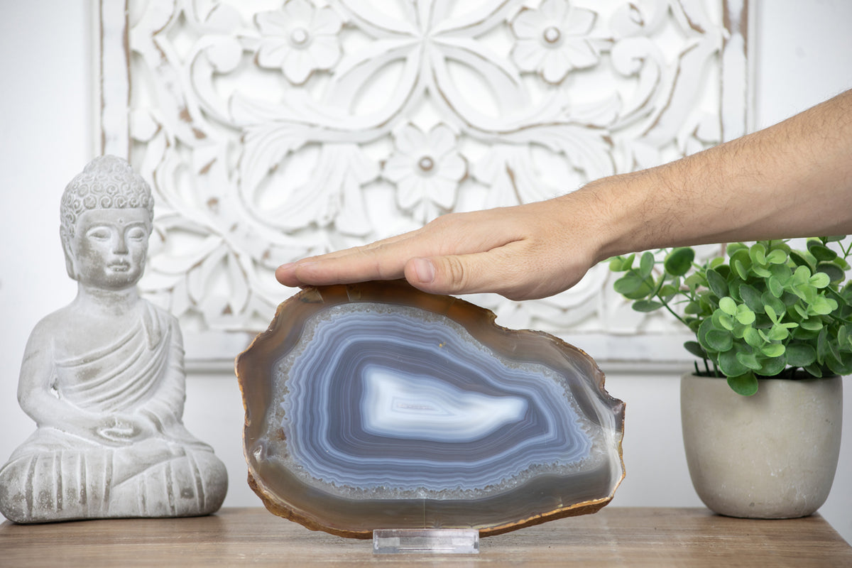 Natural Blue Banded Agate Slice - SLC0003