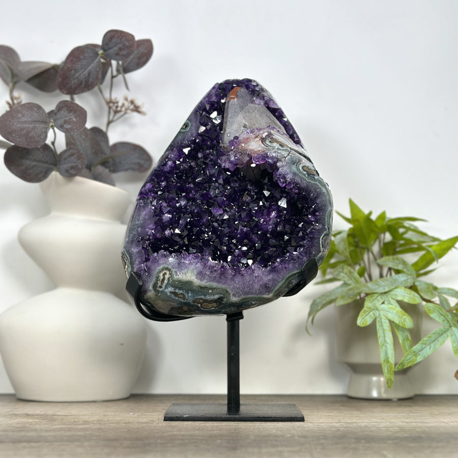 Unique Large Amethyst Stone with Huge Calcite Crystal Specimen - MWS3086