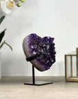 Natural Amethyst Crystal Heart with Calcite Inclusions - HST0319