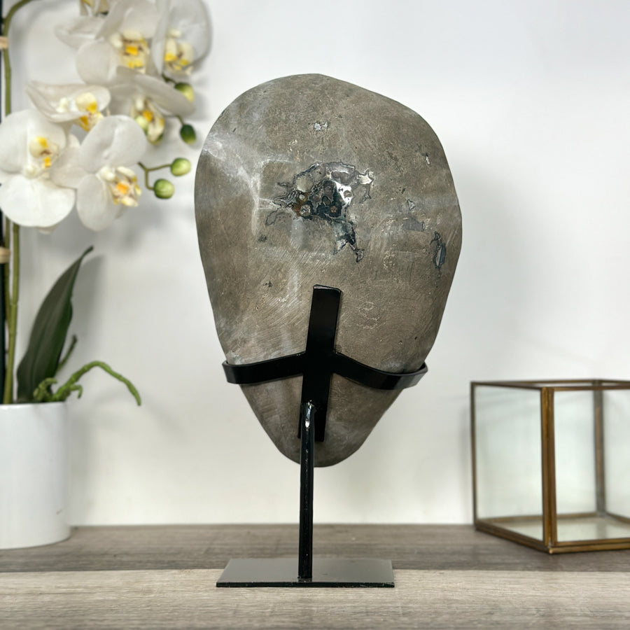 A+ Grade Amethyst Geode on Metal Stand – Stunning Crystal Decor for Shelf Display - MWS2708
