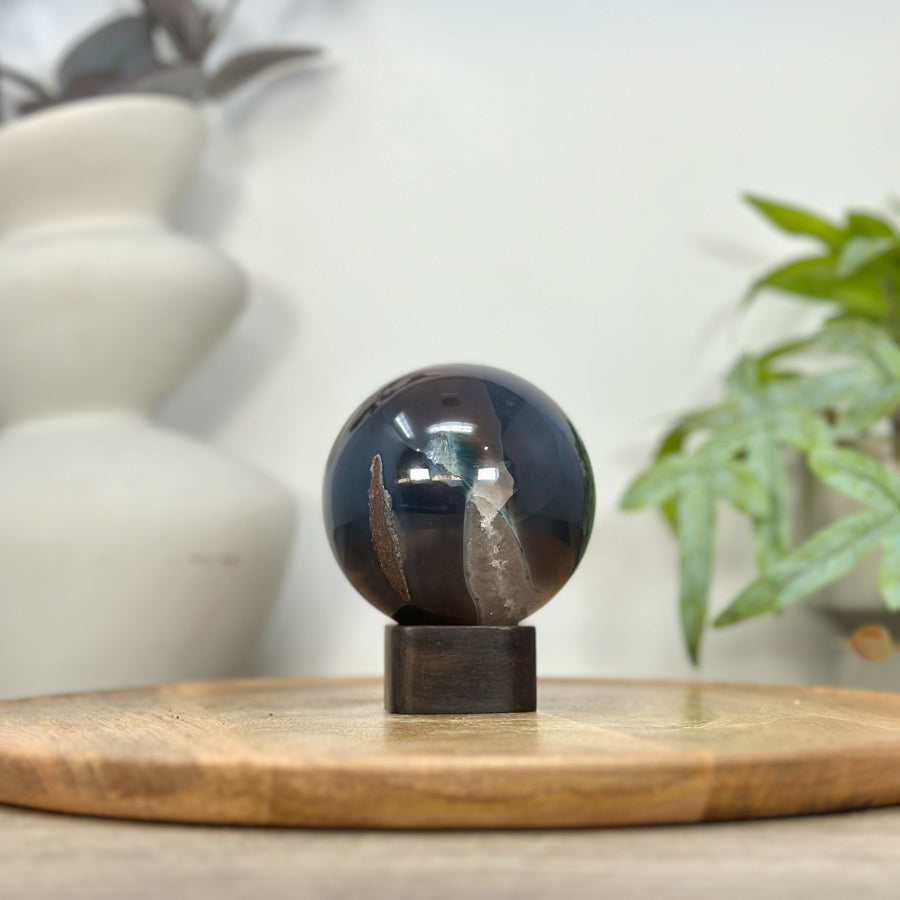Quartz &amp; Agate Sphere Geode with Crystal Formation - SPH0207