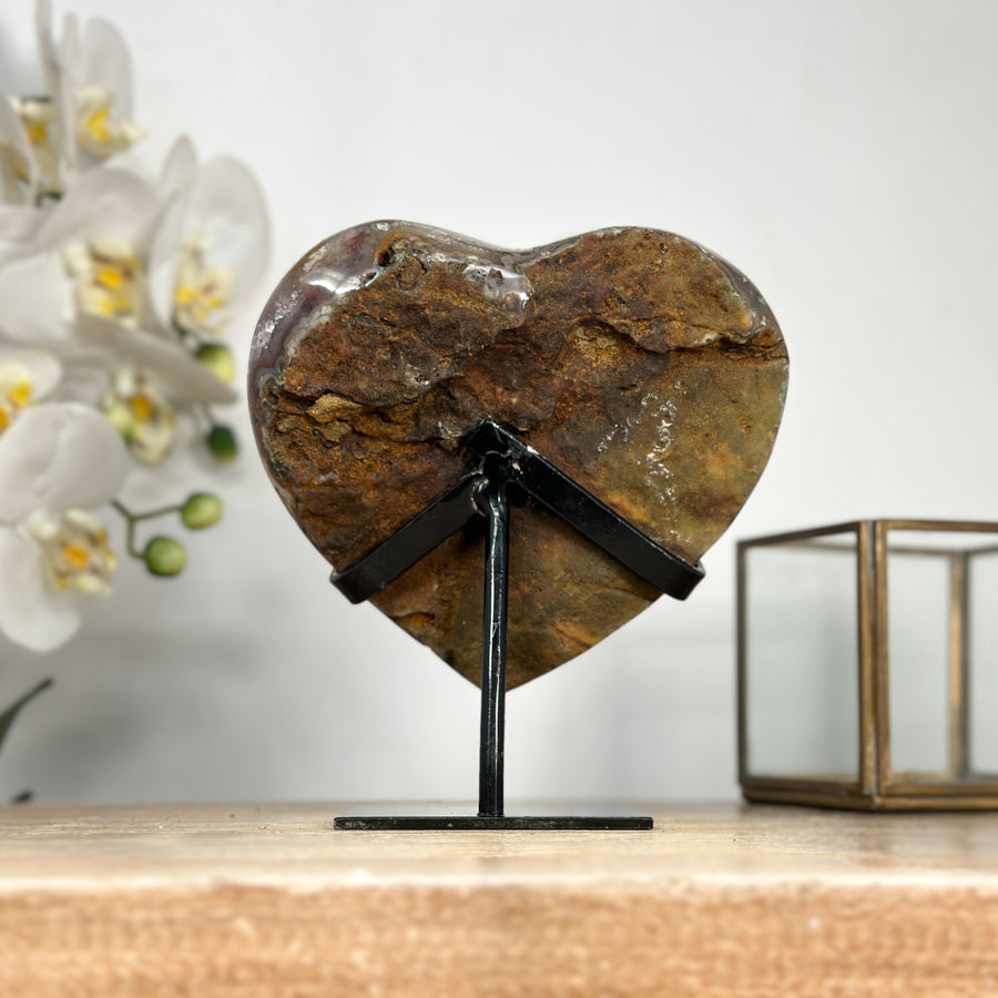 Beautiful Deep Purple Uruguayan Amethyst Stone Heart Carving - HST0267