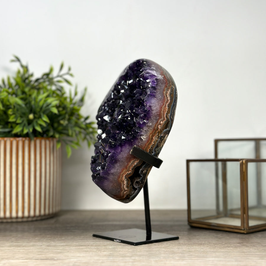 Large Deep Purple Amethyst Cluster with Red Jasper &amp; Agate Matrix - MWS2153