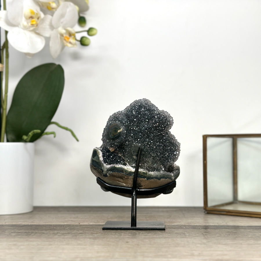 Natural Quartz Crystal Stalactite Formation on Metal Stand - MWS2885