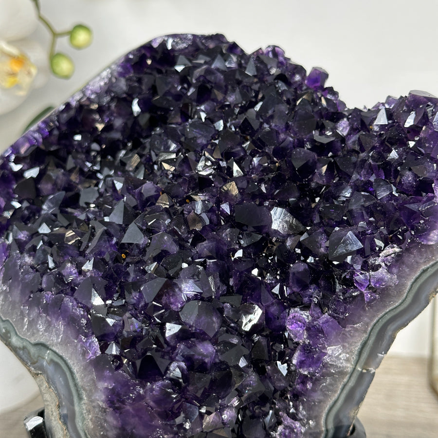 Natural Amethyst Crystal Specimen With Blue Banded Agate – Unique Purple Display Piece for Home Decor - MWS2502