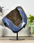 Large Natural Blue Agate & Quartz Druzy Crystal Geode - MWS3361