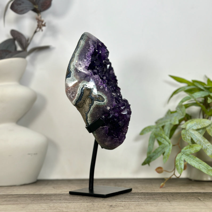 Natural Top Quality Uruguayan Amethyst Geode with Stand - MWS3235