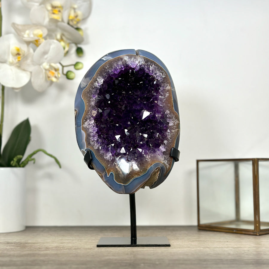 Top Grade Uruguayan Amethyst Geode with Agate Shell - MWS3019