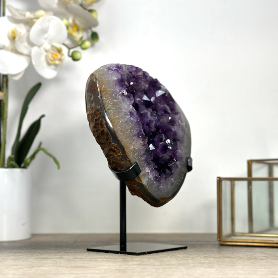 Natural Amethyst Geode with Large &amp; Shinny Crystals - MWS2339