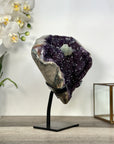 Deep Purple Amethyst on Metal Stand with Calcite - MWS2710