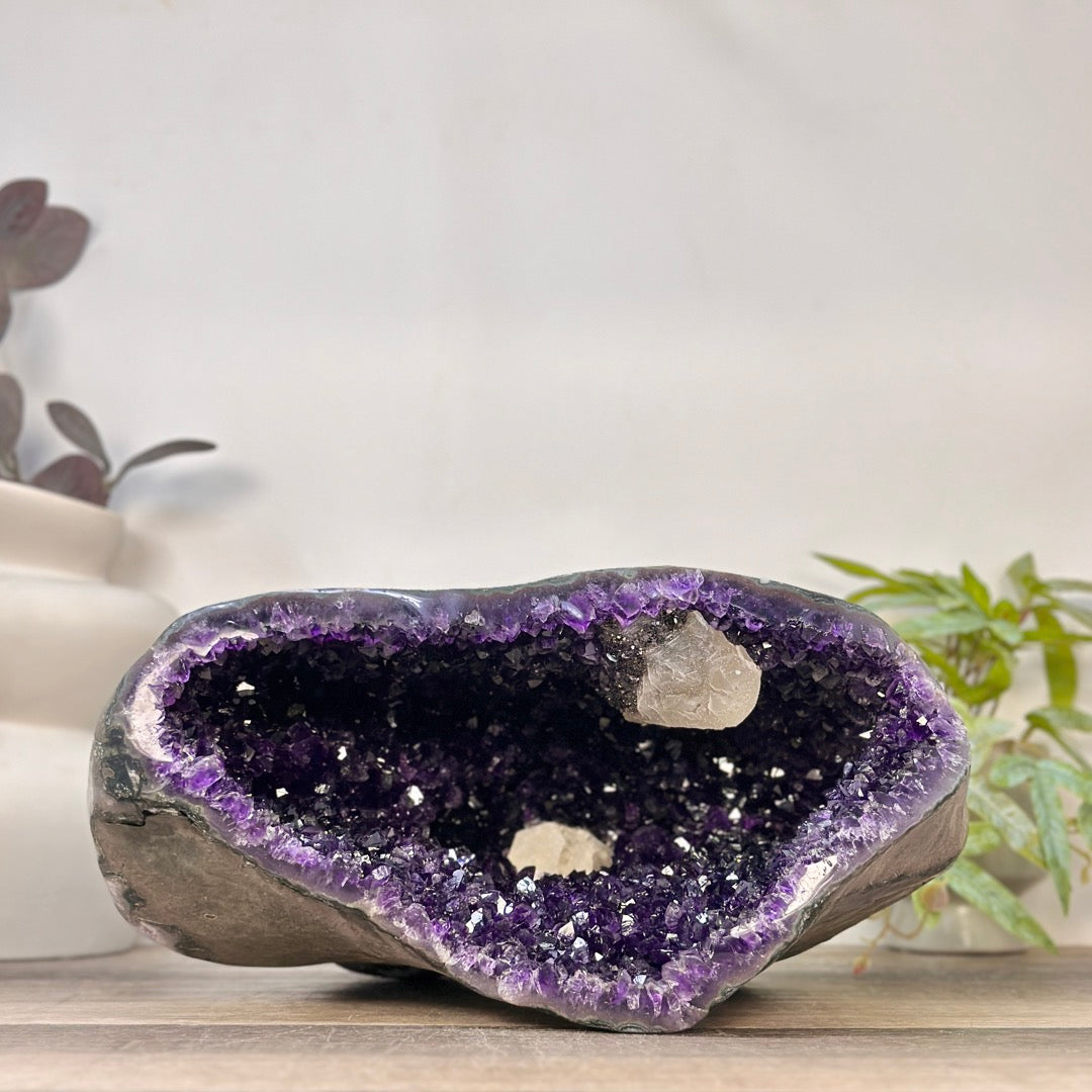 Huge Natural Amethyst Geode with Calcite Formations - STGE0089