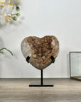 Natural Caramel tone Quartz Stone Heart Carving - HST0330