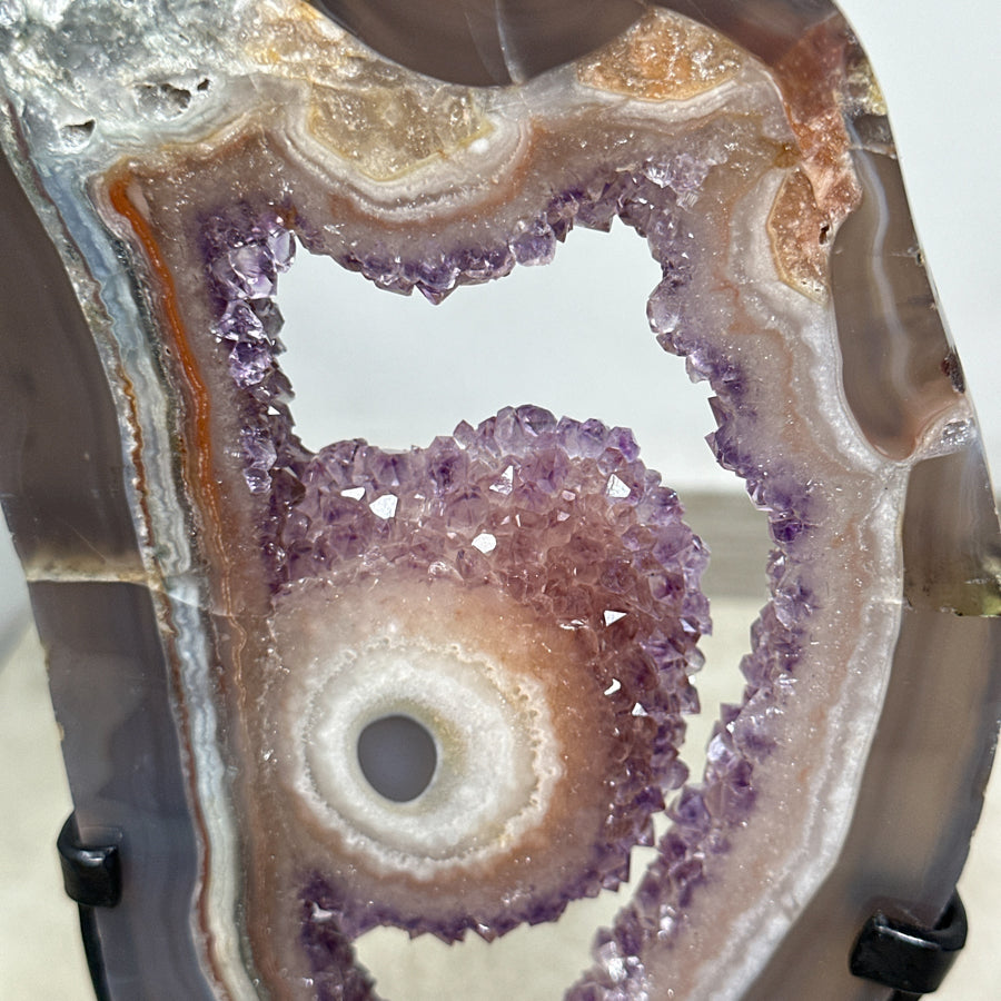 Unique Large Amethyst &amp; Agate Geode Slice Portal with Stalactite Formation - MWS1568