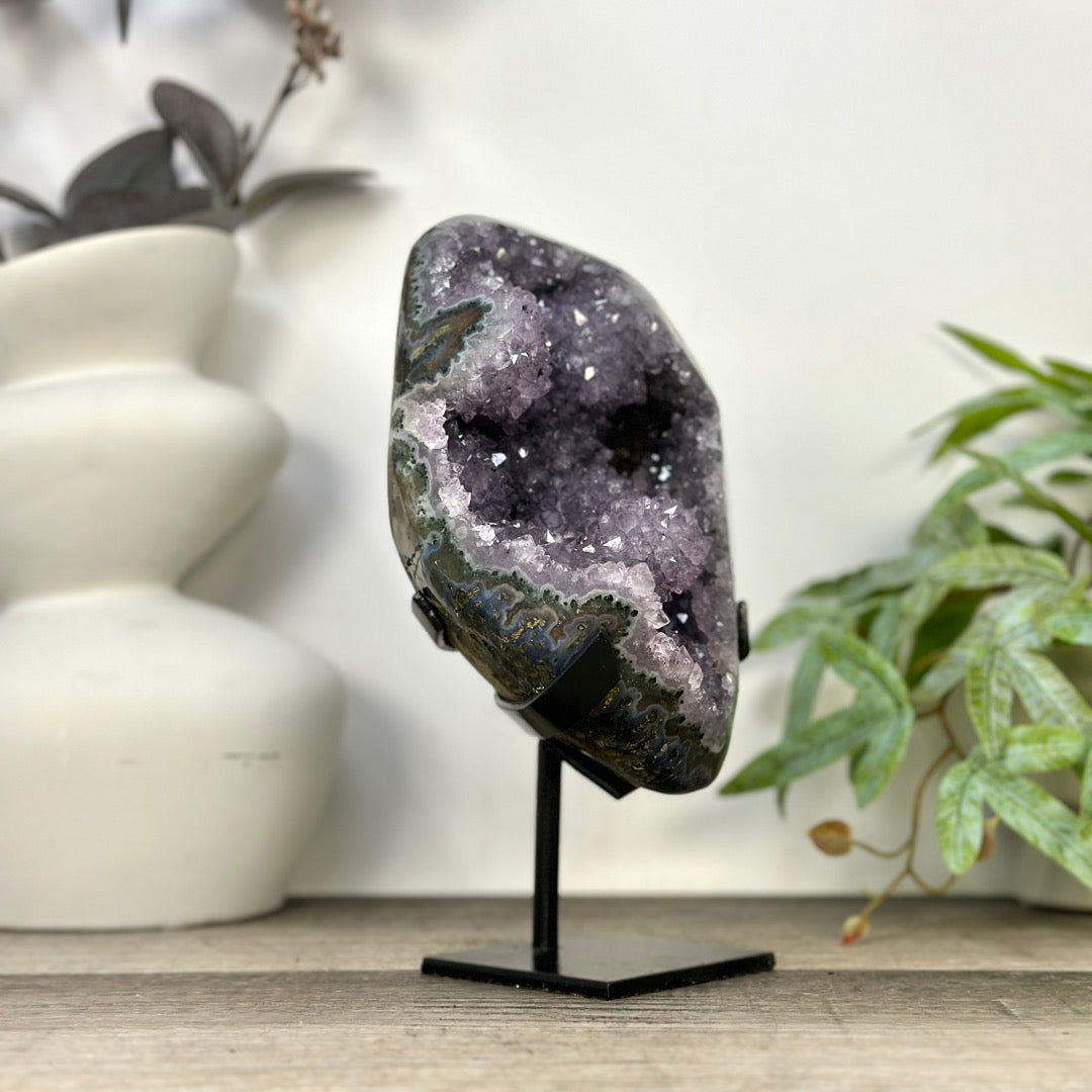 Natural Uruguayan Crystal Geode on Stand with Stalactite Formations - MWS3276