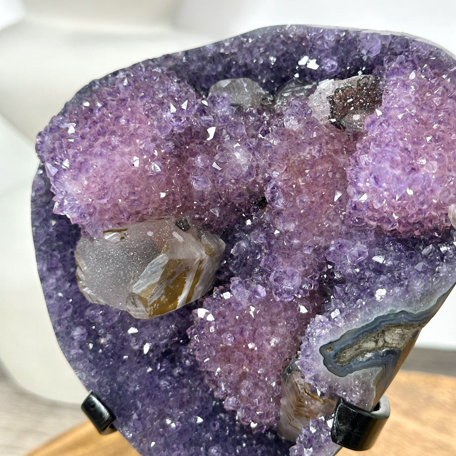 Rare Natural Amethyst Cluster with Unique Calcite Formations - MWS3049