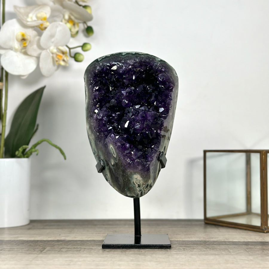 Deep Purple Uruguayan Amethyst Geode on Metal Stand - MWS2774