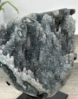 Rare Gray Quartz Druzy Cluster on Metal Stand - MWS2769