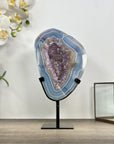 Blue Banded Agate & Amethyst Stone Slice - MWS3015